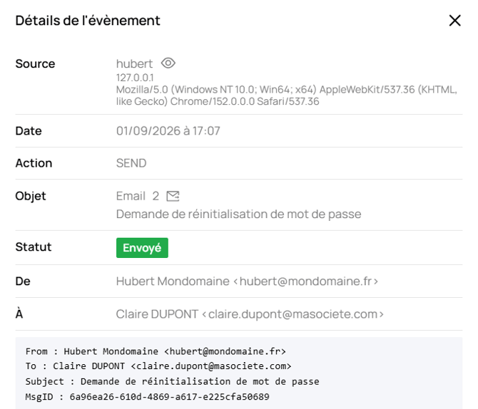 Un utilisateur na pas reçu de notification par email lorsquil sélectionne mot de passe oublié