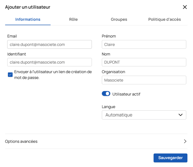 Ajouter un utilisateur - 4 Fiche utilisateur