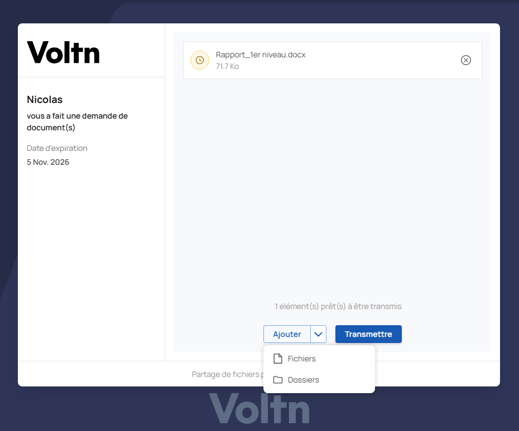 Recevoir des dossiers ou des fichiers sur ma plateforme Voltn Workspace_09