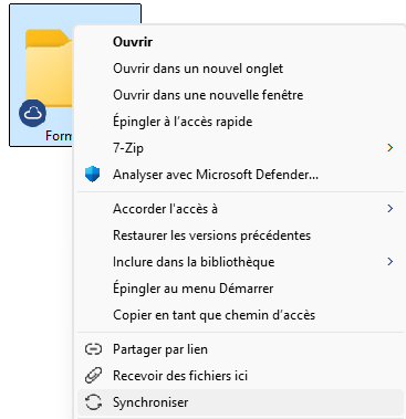 pas de synchronisation - 2 clic droit synchroniser